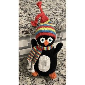 Pebble Crochet Knit Penguin Doll Baby Soft Toy Rattle Organic Hathay Bunano